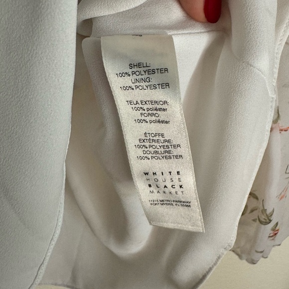 Whit House Black Market WHBM 0 Petite White Floral Ruffle Blouse Top - Picture 5 of 8